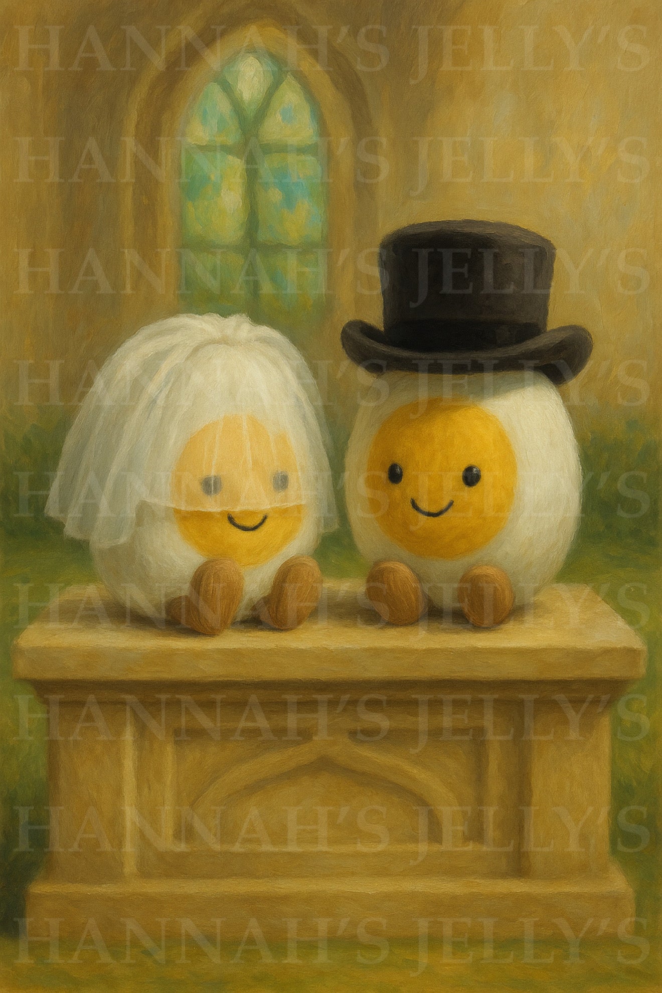 Bride and Groom Egg Print