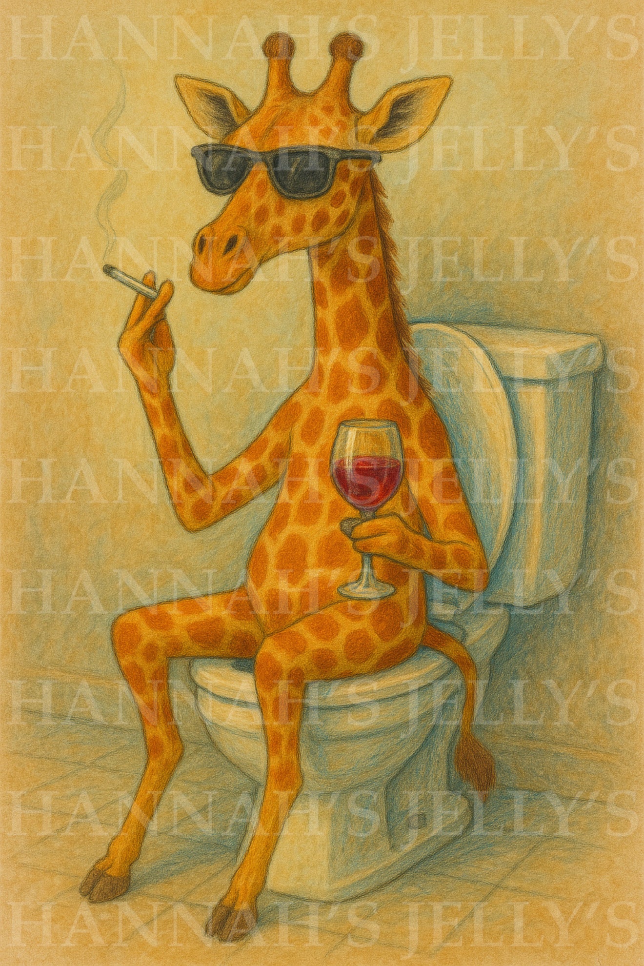 Giraffe Toilet Print