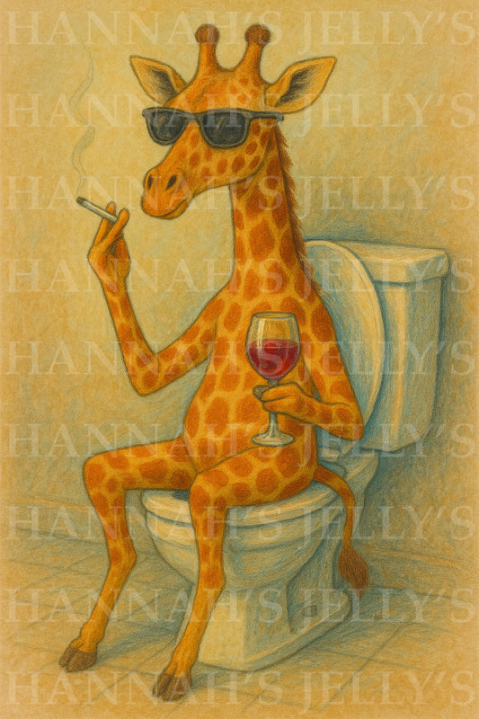 Giraffe Toilet Print